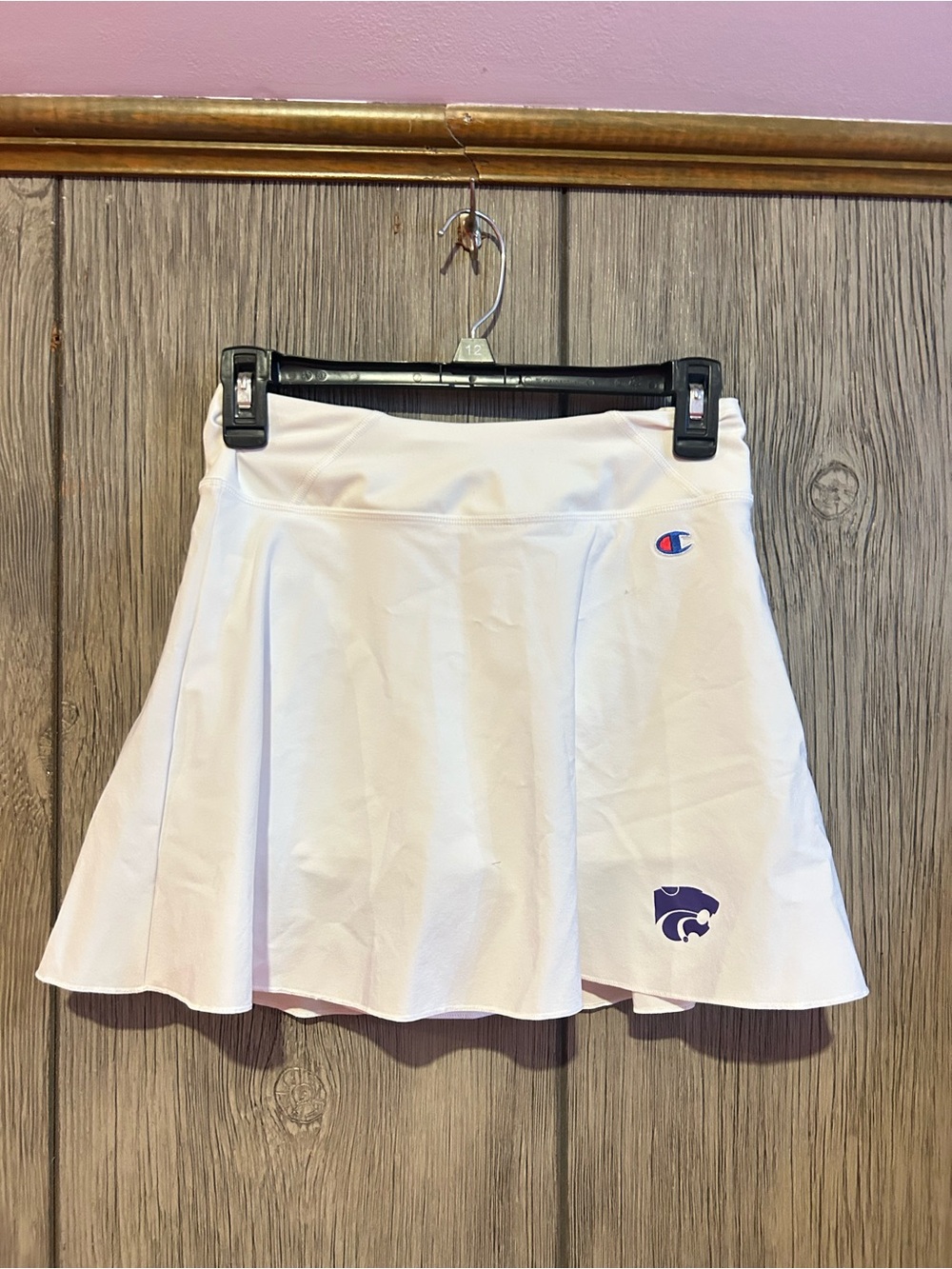 Champion White Skater Tennis Skirt with Purple K-State Logo